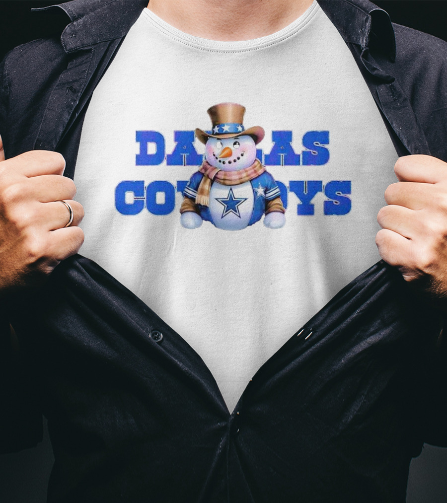Dallas Cowboys Snowman Christmas Holiday Spirit T-Shirt