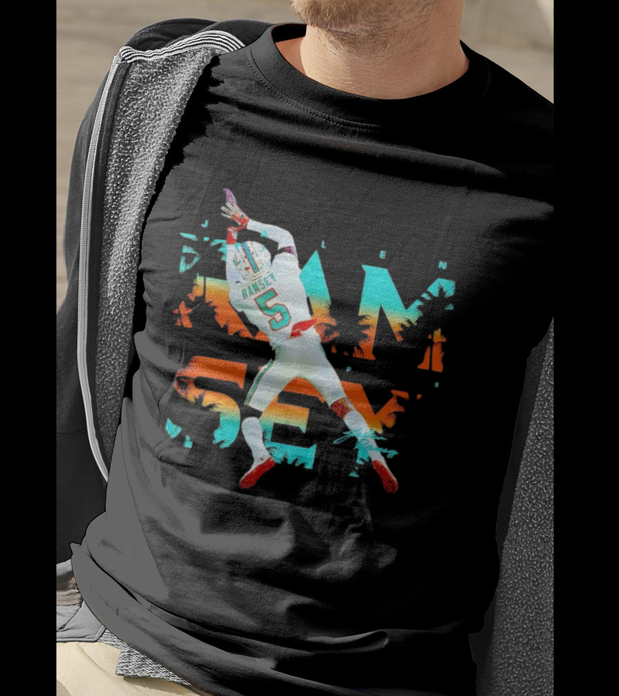 Jalen Ramsey Dolphins Interception Palm Sunset T-Shirt