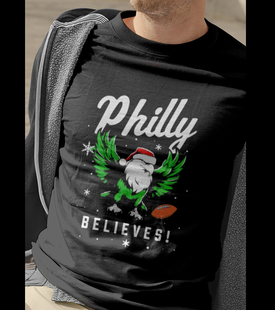 Philly Believes Christmas Eagles Football Santa T-Shirt