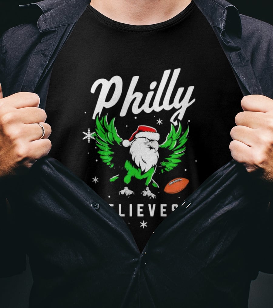 Philly Believes Christmas Eagles Football Santa T-Shirt