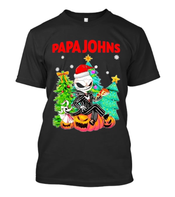 Jack Skellington Papa Johns Christmas Pumpkin Tree T-Shirt