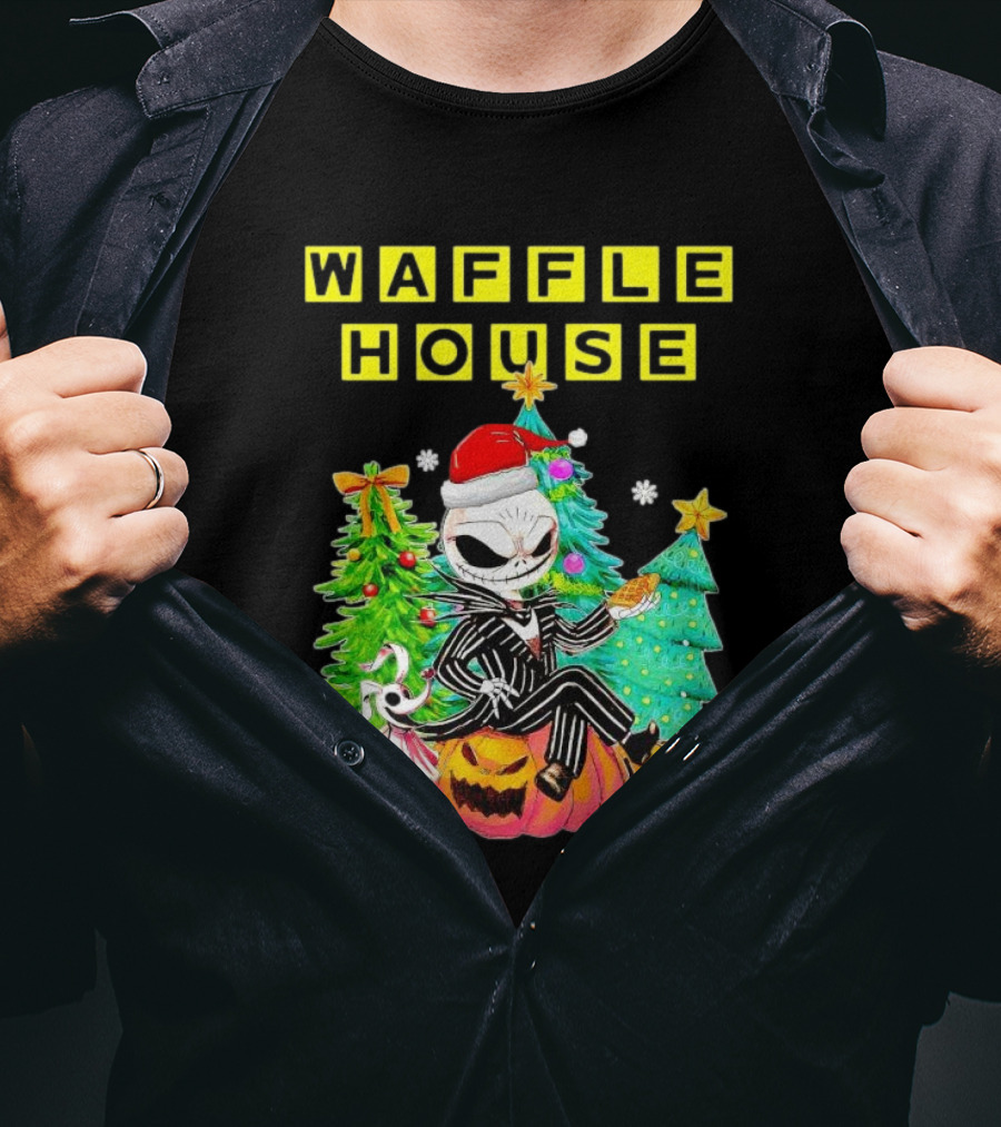 Waffle House Jack Skellington Christmas Tree Pumpkin T-Shirt