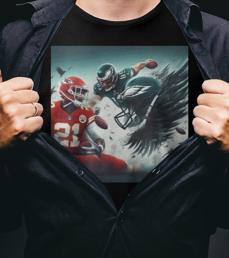 Mike Edwards Kansas City Chiefs Defensive Action Against Philadelphia Eagles Showdown T-Shirt