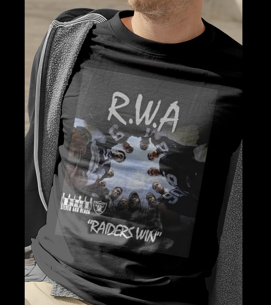 RWA Raider Nation Silver And Black Raiders Win T-Shirt