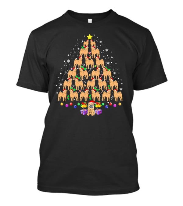 Shar Pei Holiday Tree With Festive Lights And Santa Hats T-Shirt