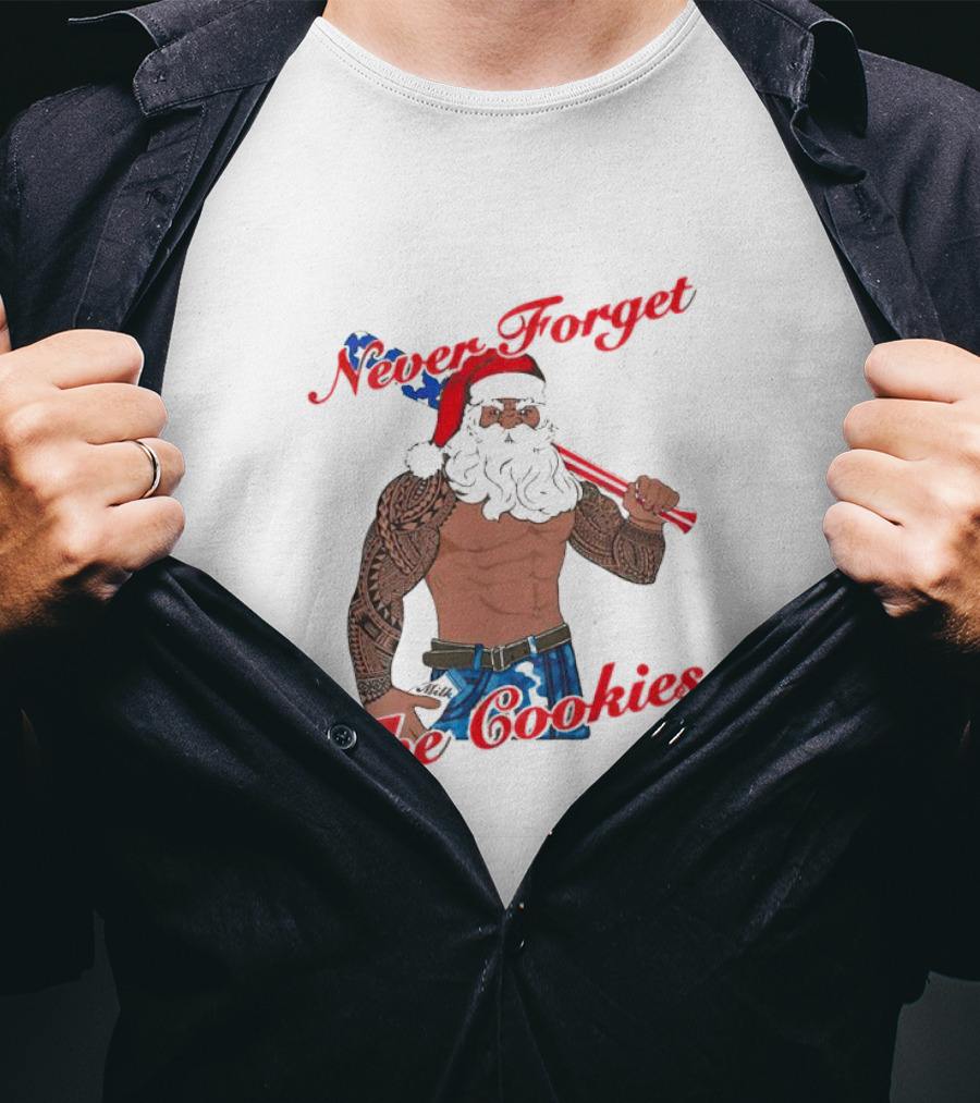 Tattoo Santa Never Forget The Cookies Christmas Holiday T-Shirt