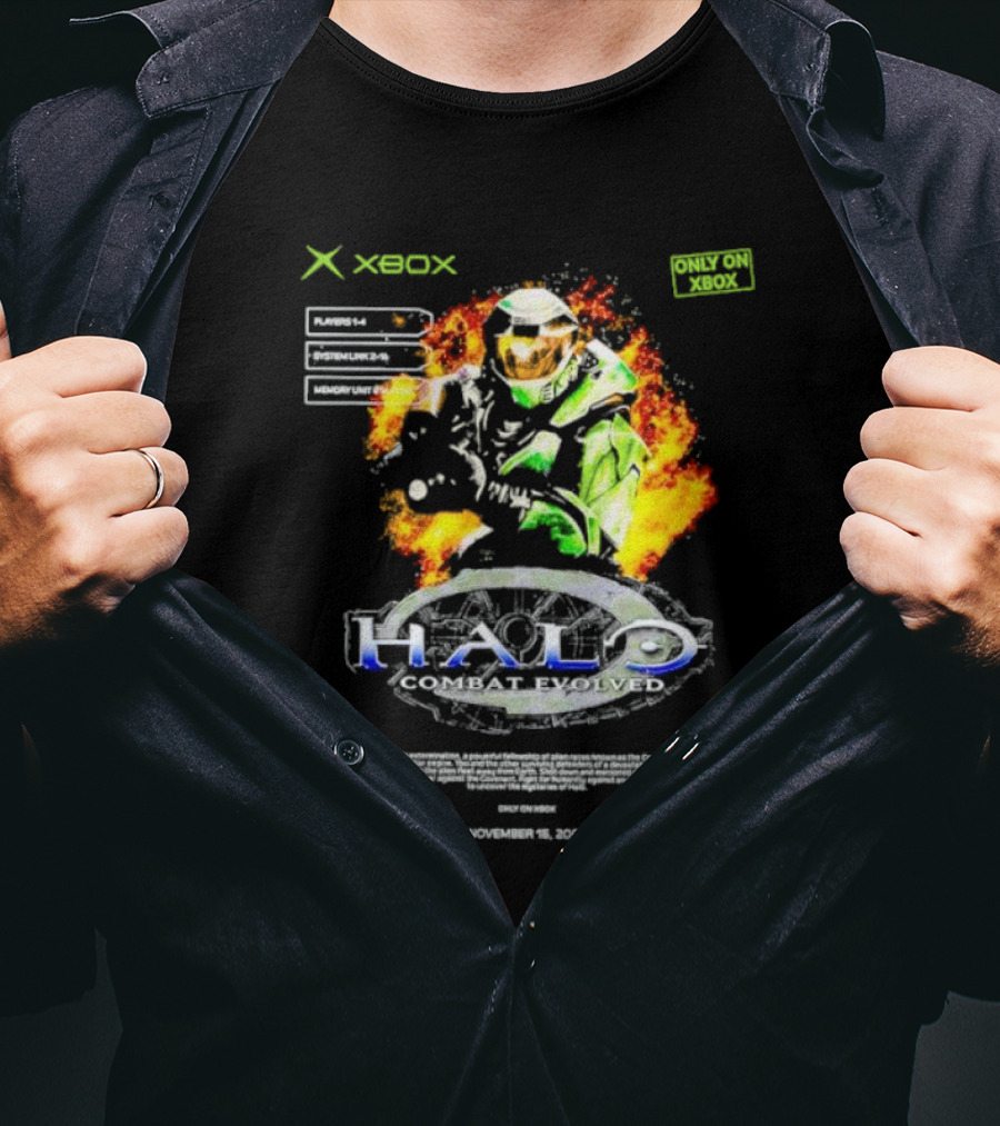 Xbox Halo Combat Evolved Only On Xbox November 15 2001 T-Shirt