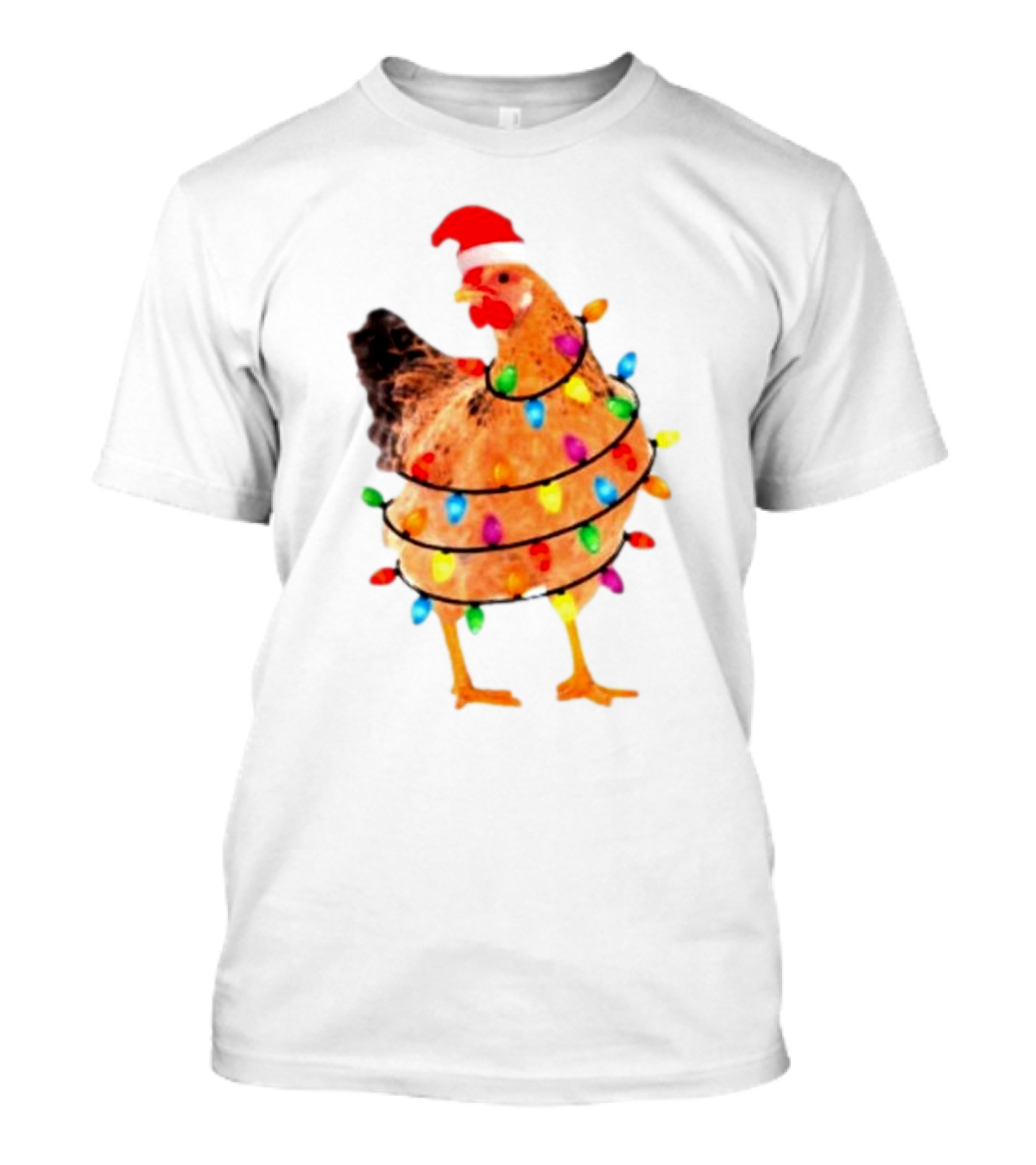 Santa Chicken Wrapped In Christmas Lights T-Shirt