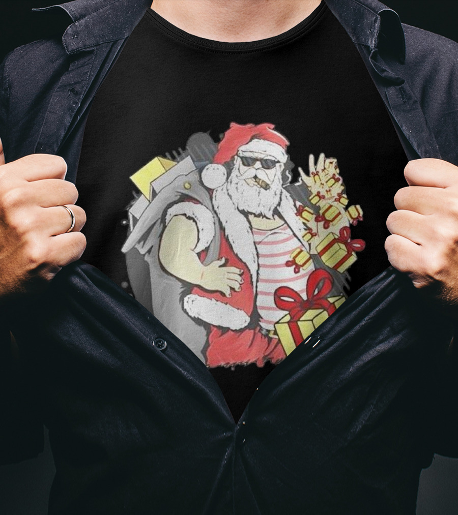 Santa Claus Cool Christmas Peace Sign Holiday Delivery T-Shirt