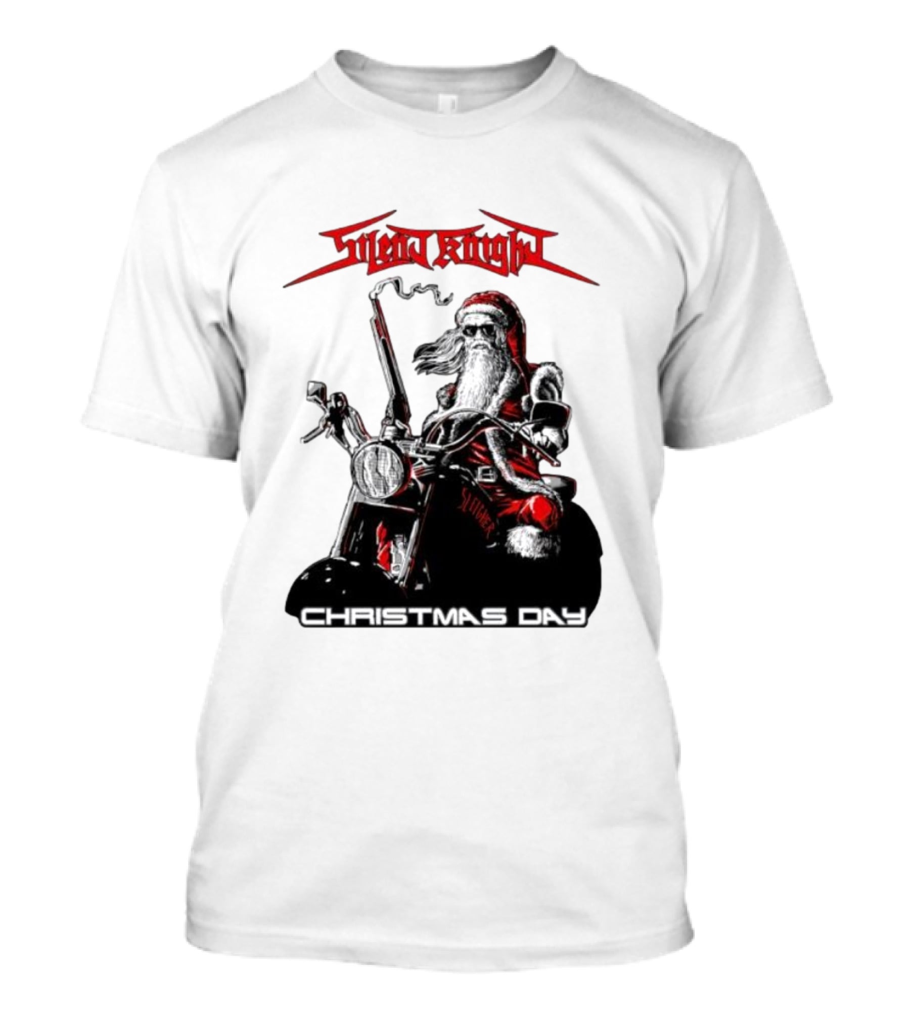Silent Knight Santa Riding Motorcycle Christmas Day T-Shirt