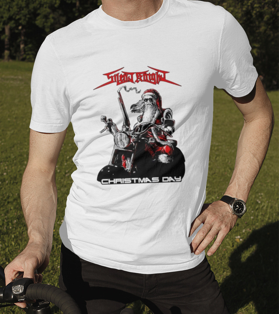 Silent Knight Santa Riding Motorcycle Christmas Day T-Shirt