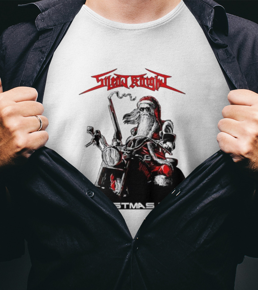 Silent Knight Santa Riding Motorcycle Christmas Day T-Shirt