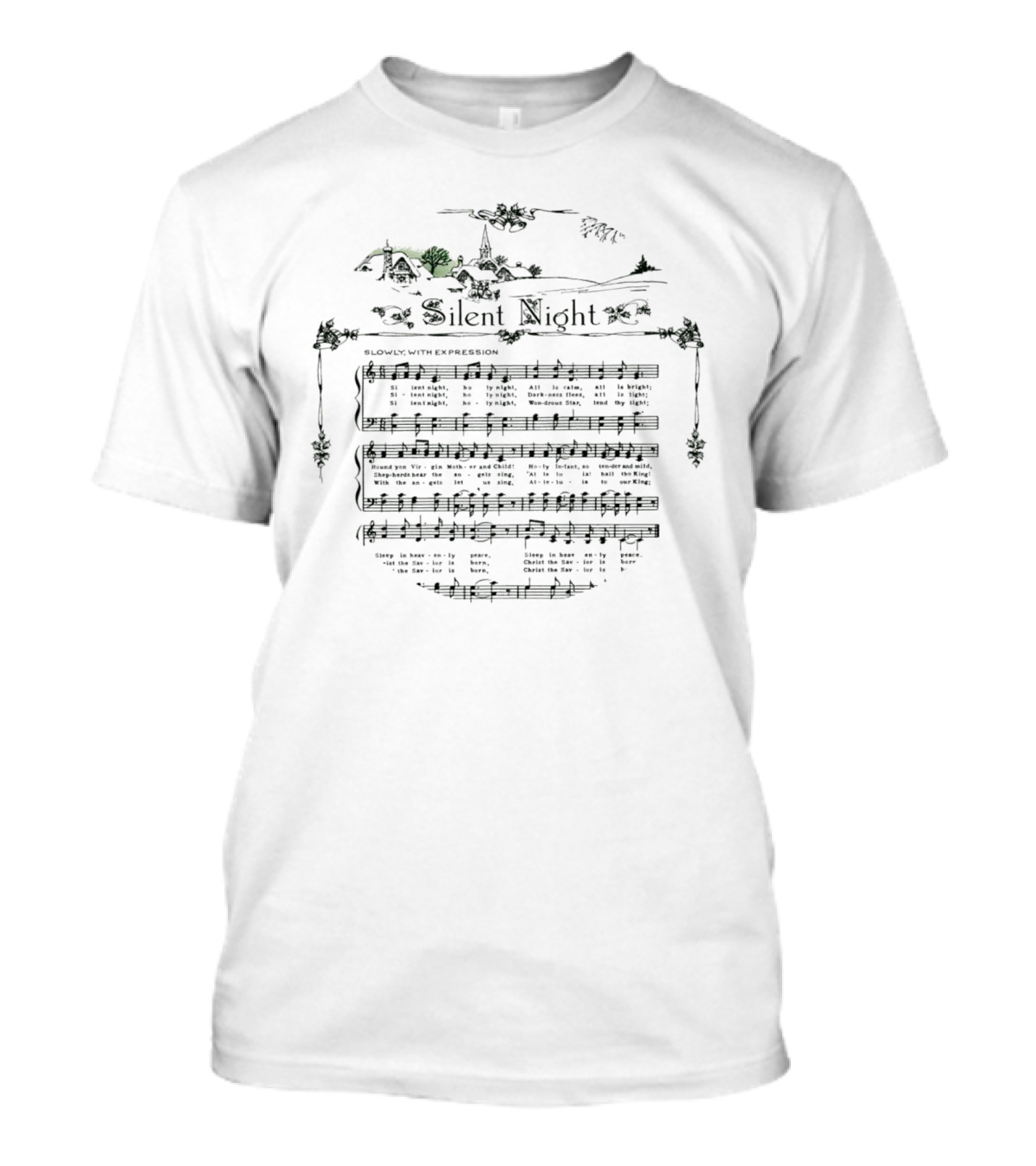 Silent Night Sheet Music Christmas Carol Lyrics T-Shirt
