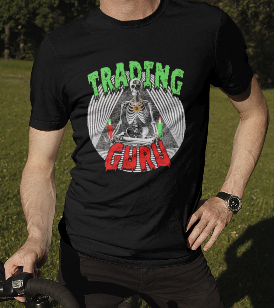 Trading Guru Skeleton Cryptocurrency Candles T-Shirt