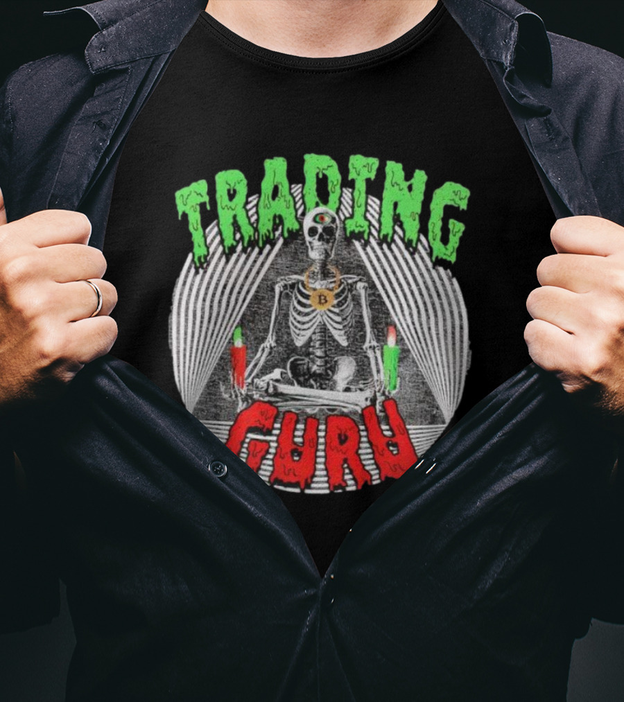 Trading Guru Skeleton Cryptocurrency Candles T-Shirt