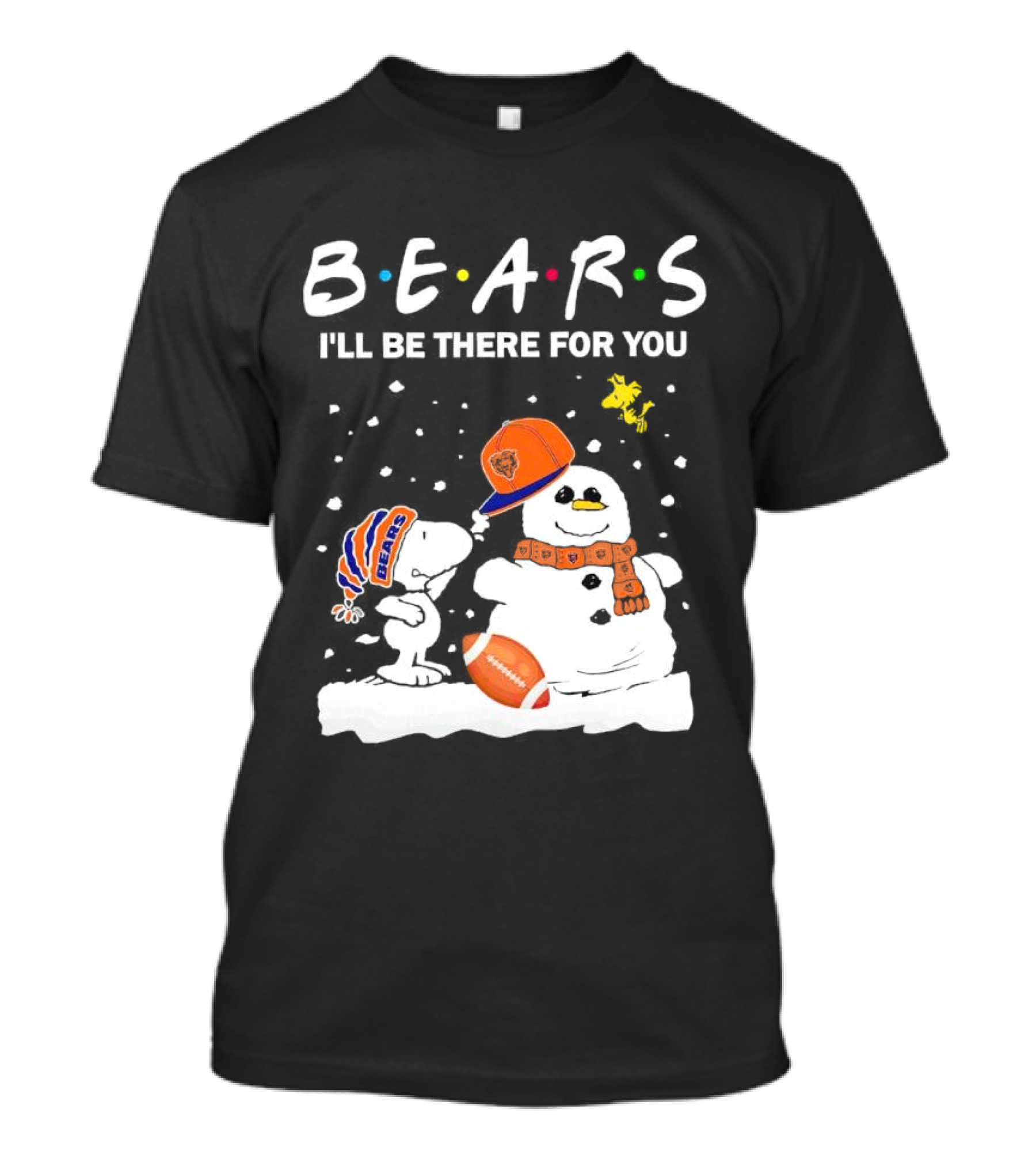 Snoopy And Snowman Chicago Bears I'll Be There For You Christmas Football T-Shirt