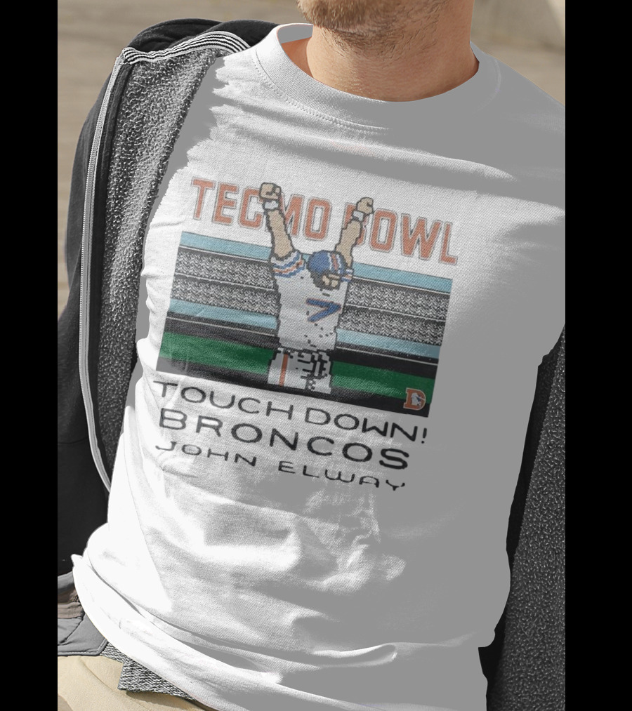 Tecmo Bowl Touchdown Broncos John Elway Retro Game Football Legend T-Shirt