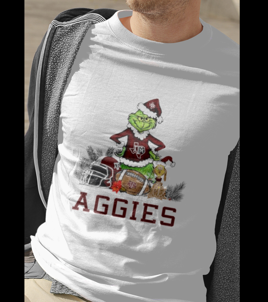 Texas A&M Aggies Grinch Max Dog Christmas Football Humor T-Shirt