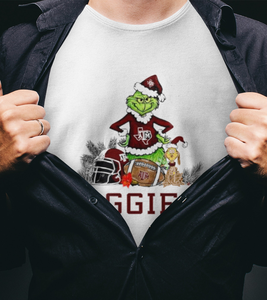 Texas A&M Aggies Grinch Max Dog Christmas Football Humor T-Shirt