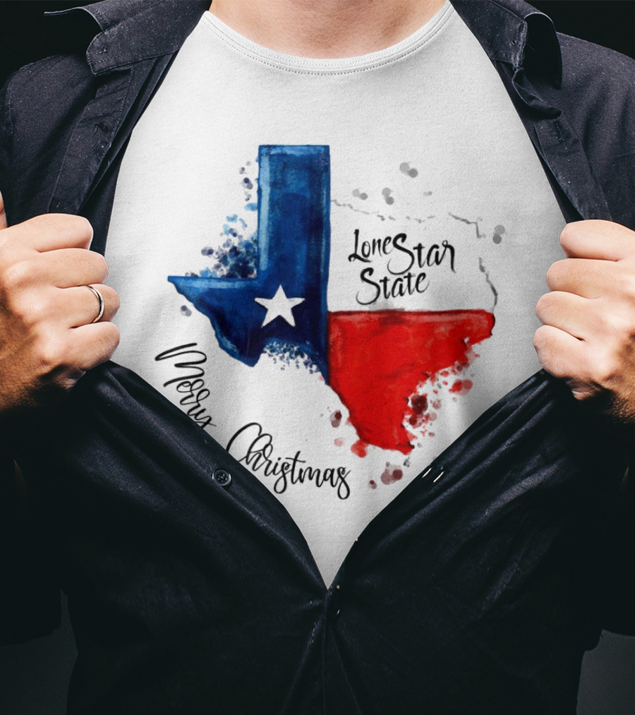Texas Flag Lone Star State Merry Christmas T-Shirt