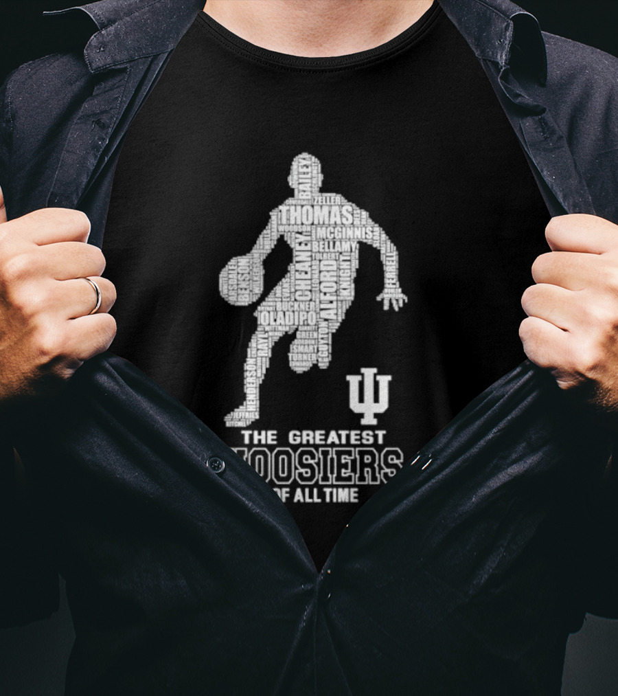 The Greatest Hoosiers Of All Time Basketball Legends Silhouette With IU T-Shirt