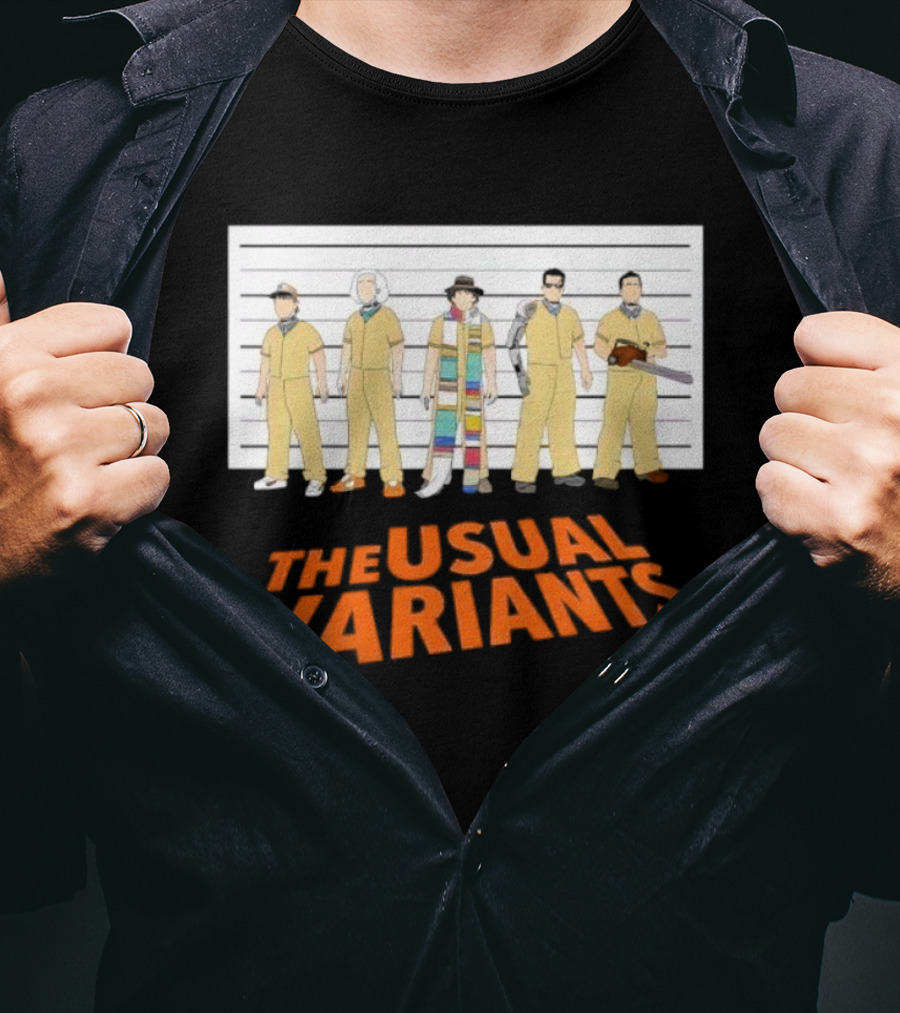 The Usual Variants Parody Featuring Sci-Fi Time Travel Characters In Lineup T-Shirt