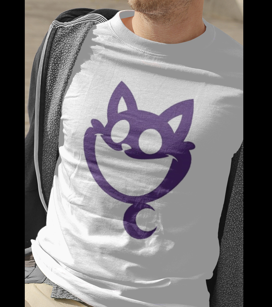 Cheshire Cat Purple Silhouette Face Design Catnap Face T-Shirt