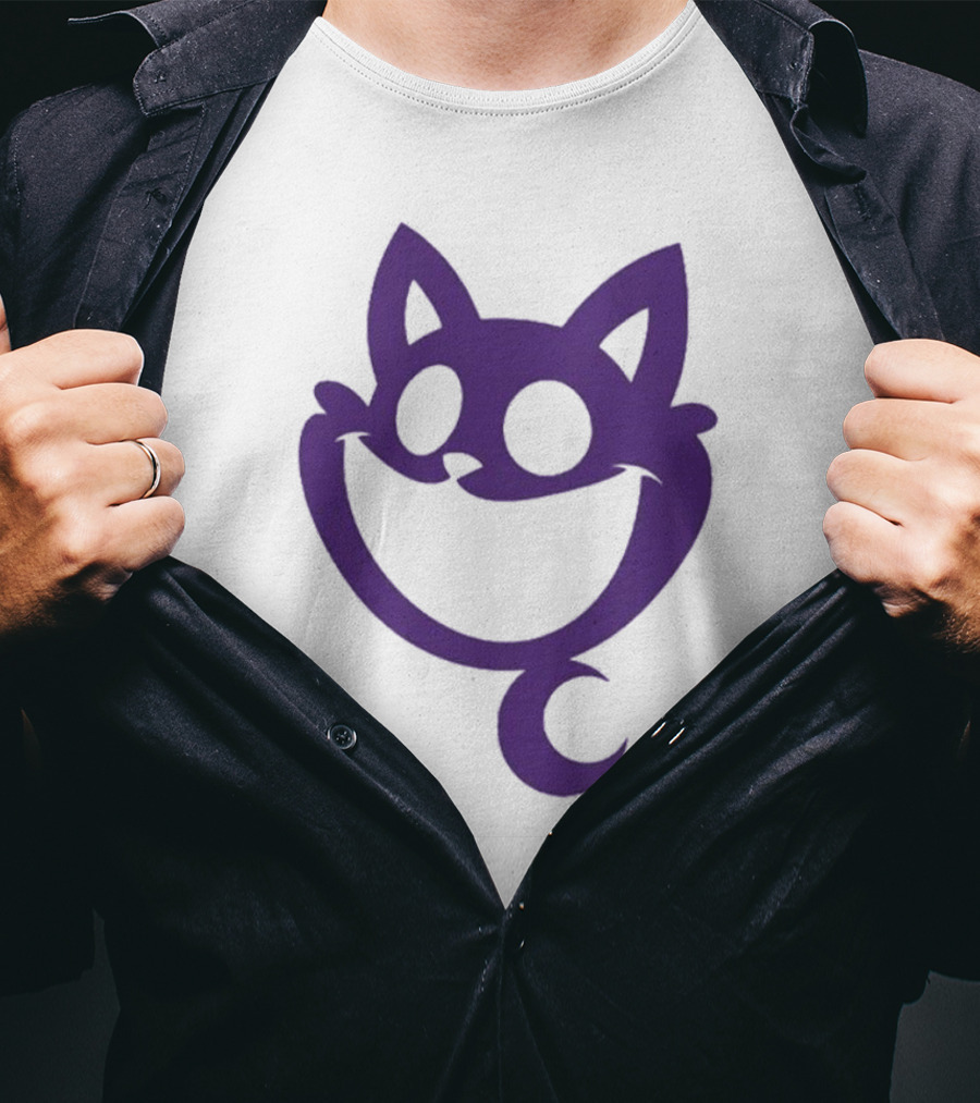 Cheshire Cat Purple Silhouette Face Design Catnap Face T-Shirt