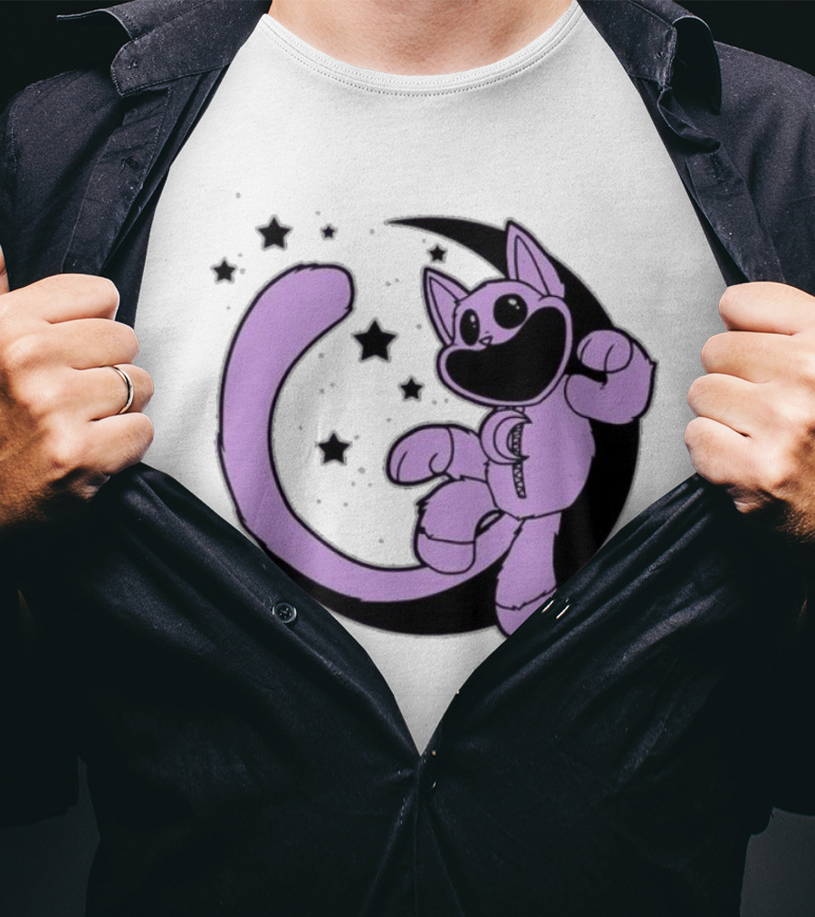 CatNap Astronaut Cat In Space With Crescent Moon And Stars T-Shirt