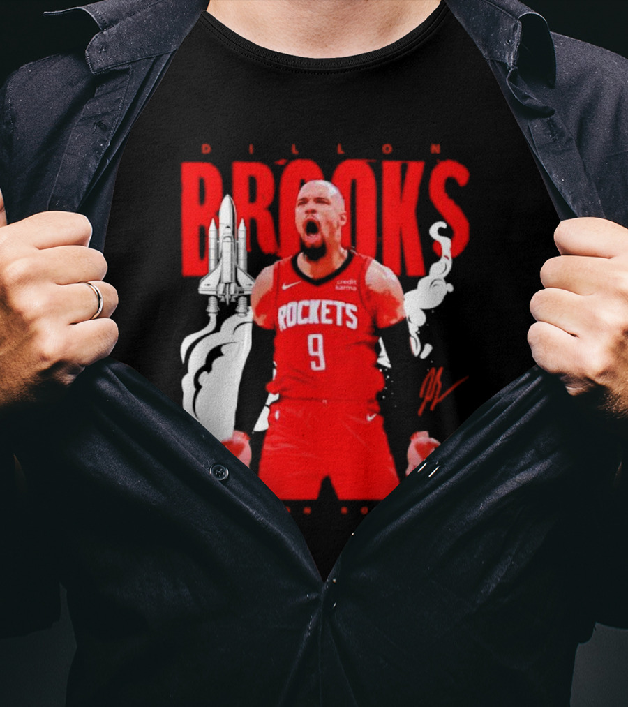 Dillon Brooks Rockets 9 Signature Houston Space T-Shirt