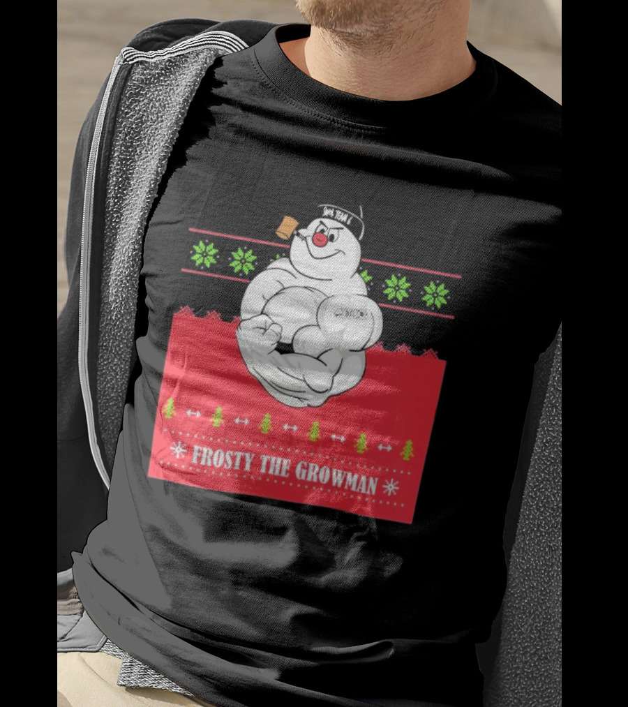 Frosty The Growman Christmas Bodybuilder Snowman T-Shirt