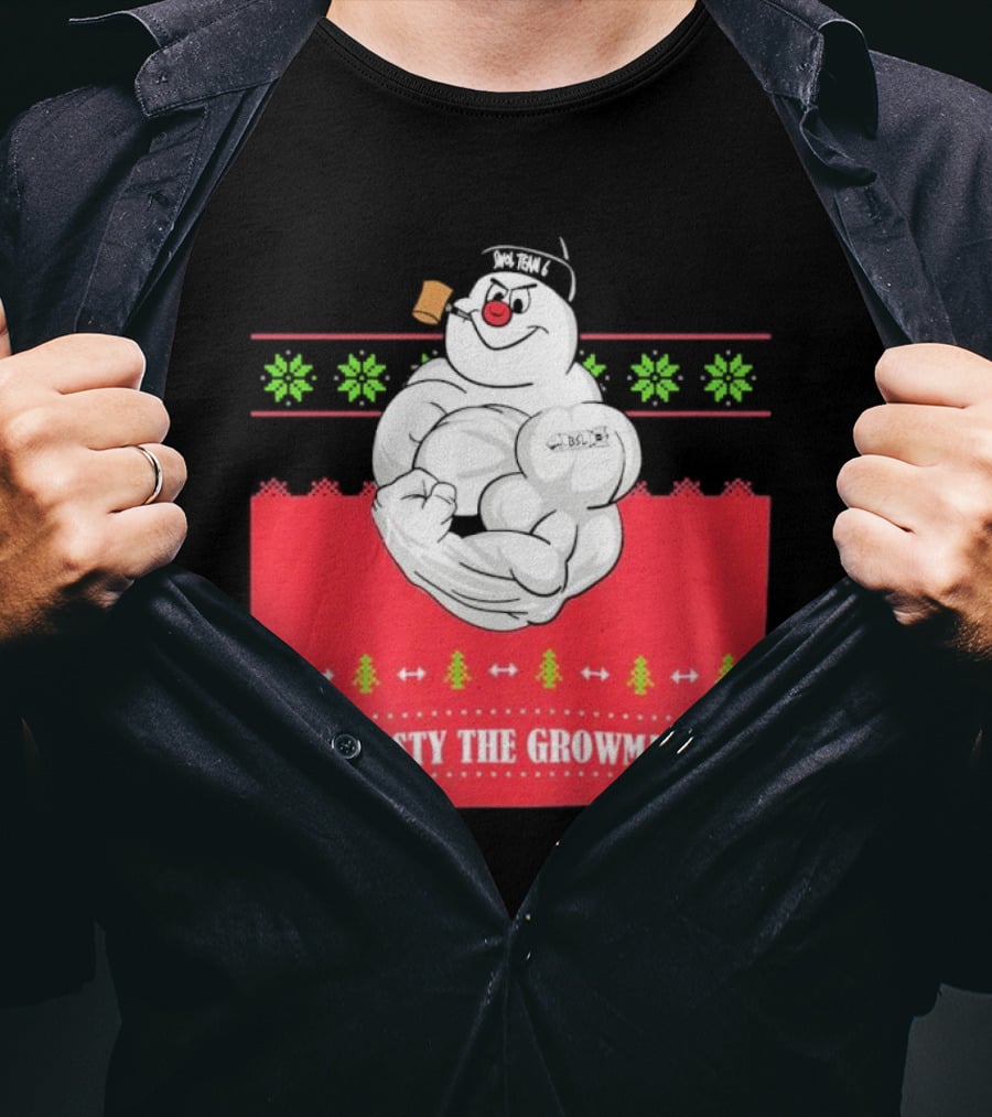 Frosty The Growman Christmas Bodybuilder Snowman T-Shirt