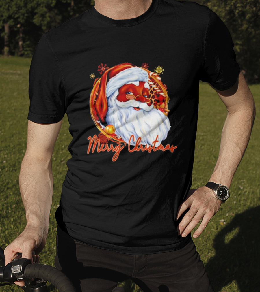 Handsome Black Santa Merry Christmas Festive Joyful Santa Image T-Shirt