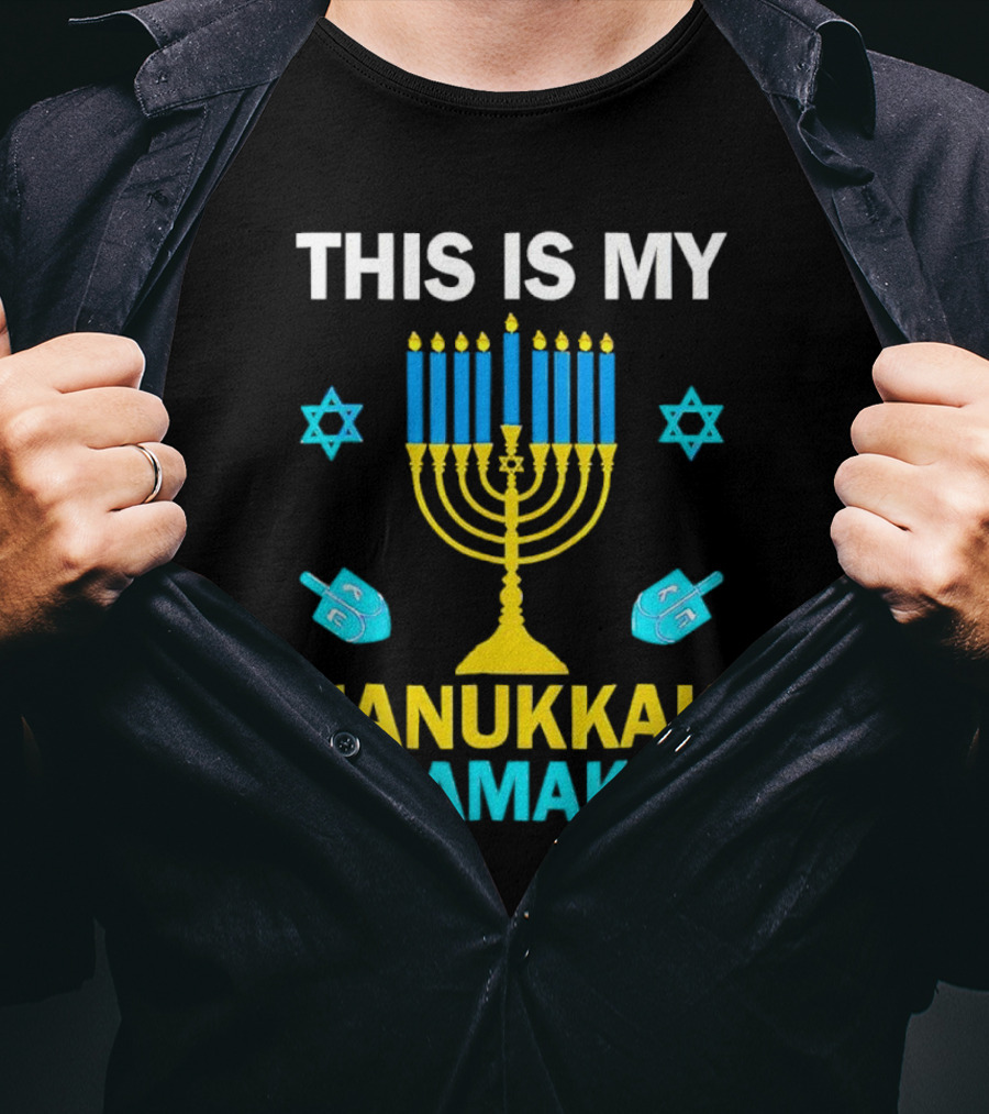 This Is My Hanukkah Pajamakah Menorah Dreidels Star Of David T-Shirt