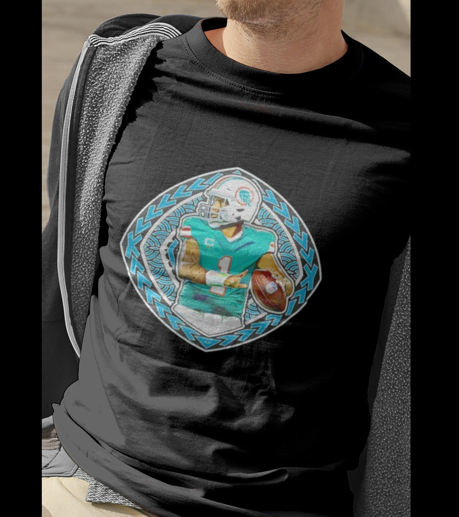 Tua Tagovailoa TAT-TUA Miami Football Quarterback Samoan Tribal Style Retro Fan T-Shirt