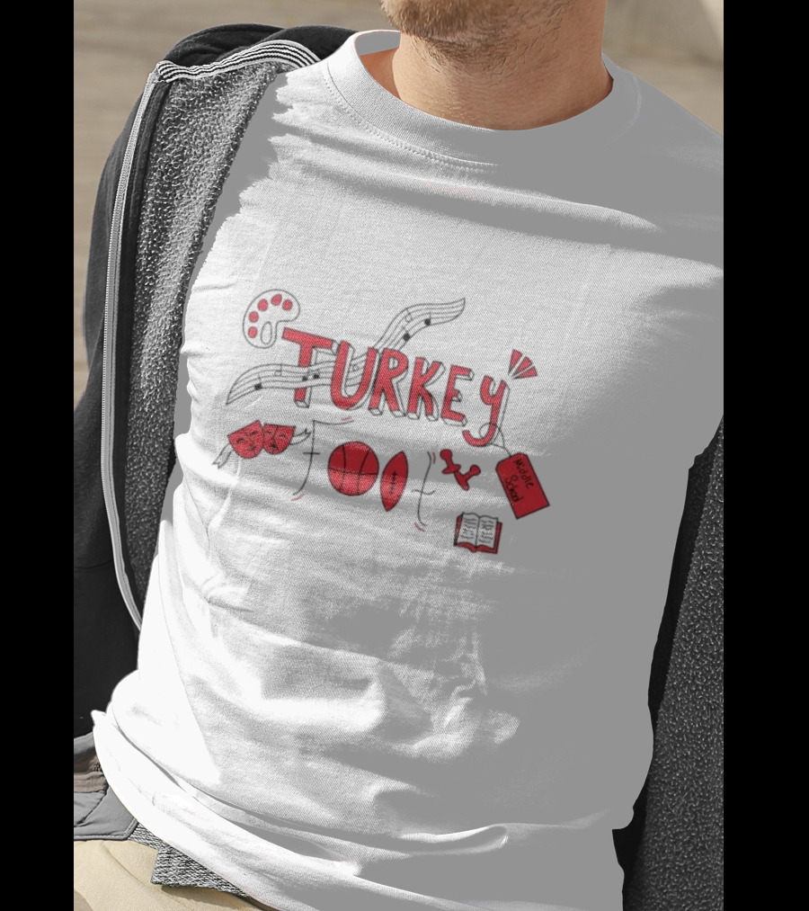 Turkey Foot Middle School Grade 6 Musical Sports And Academic Symbols T-Shirt