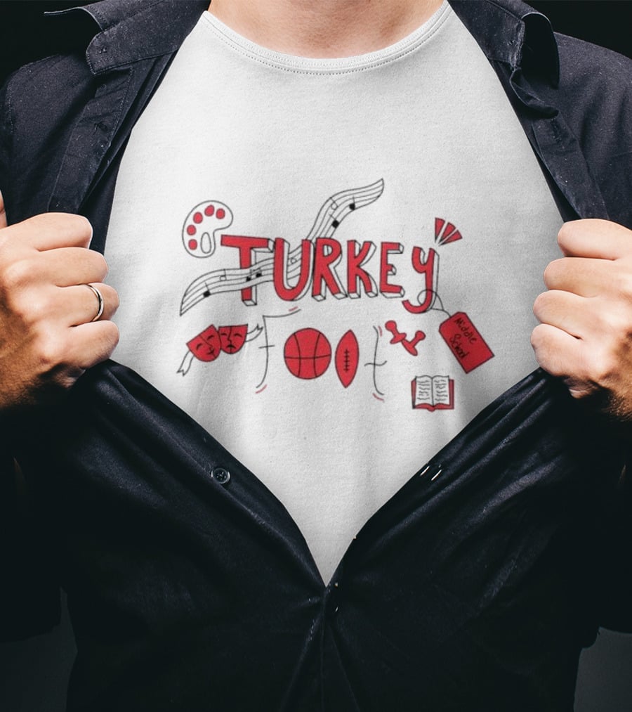 Turkey Foot Middle School Grade 6 Musical Sports And Academic Symbols T-Shirt