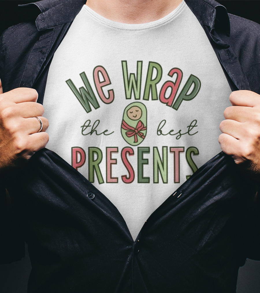 We Wrap The Best Presents Baby Swaddle Bow T-Shirt