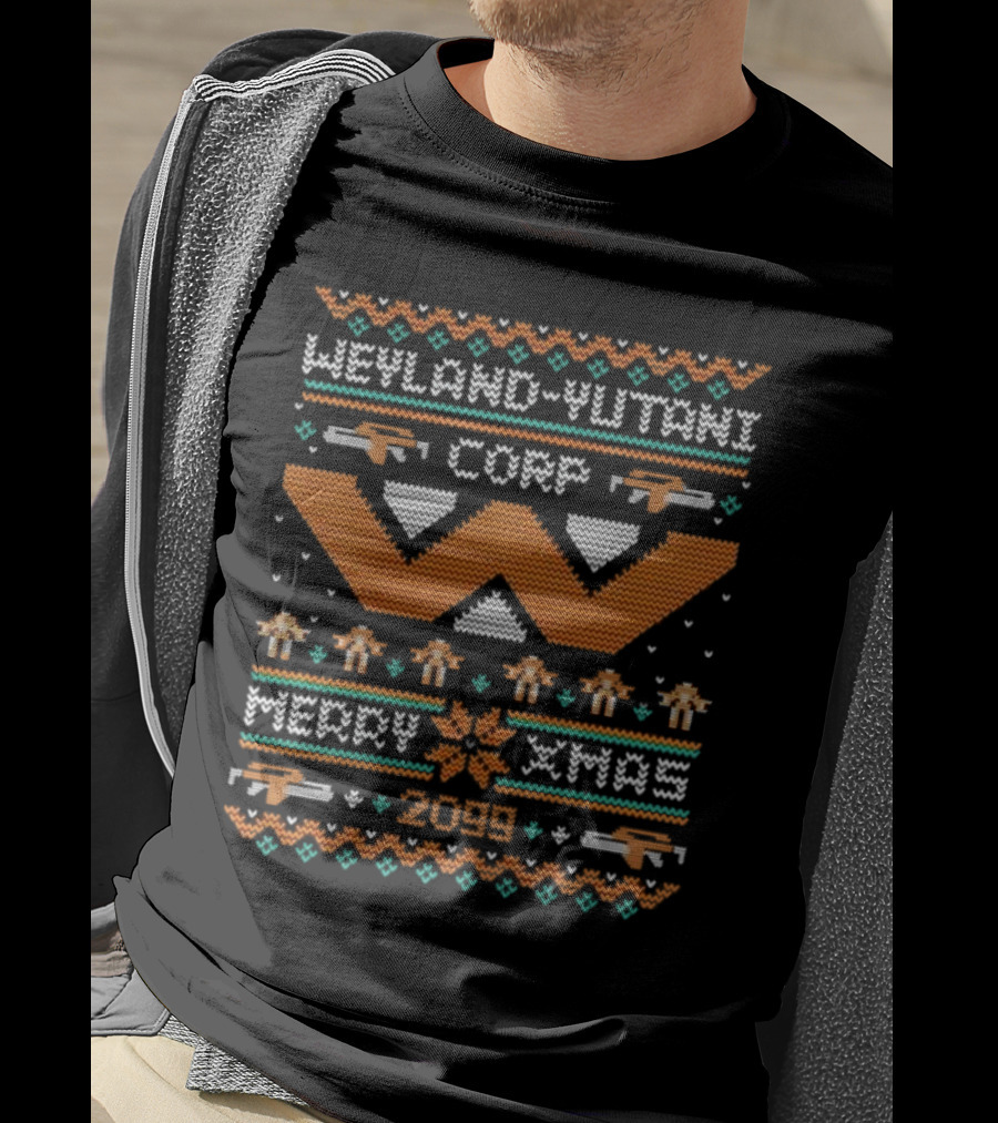 Weyland-Yutani Corp Merry Xmas 2099 Alien Themed Ugly Christmas T-Shirt