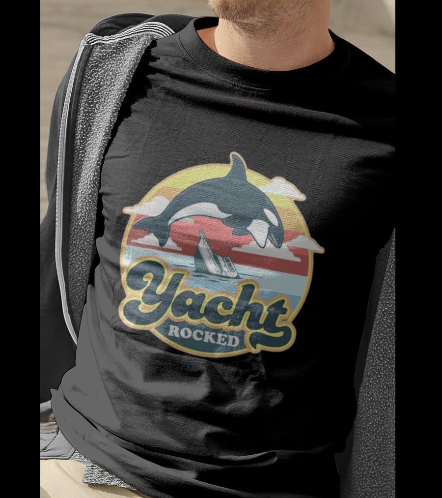 Yacht Rocked Whale Ocean Scene T-Shirt
