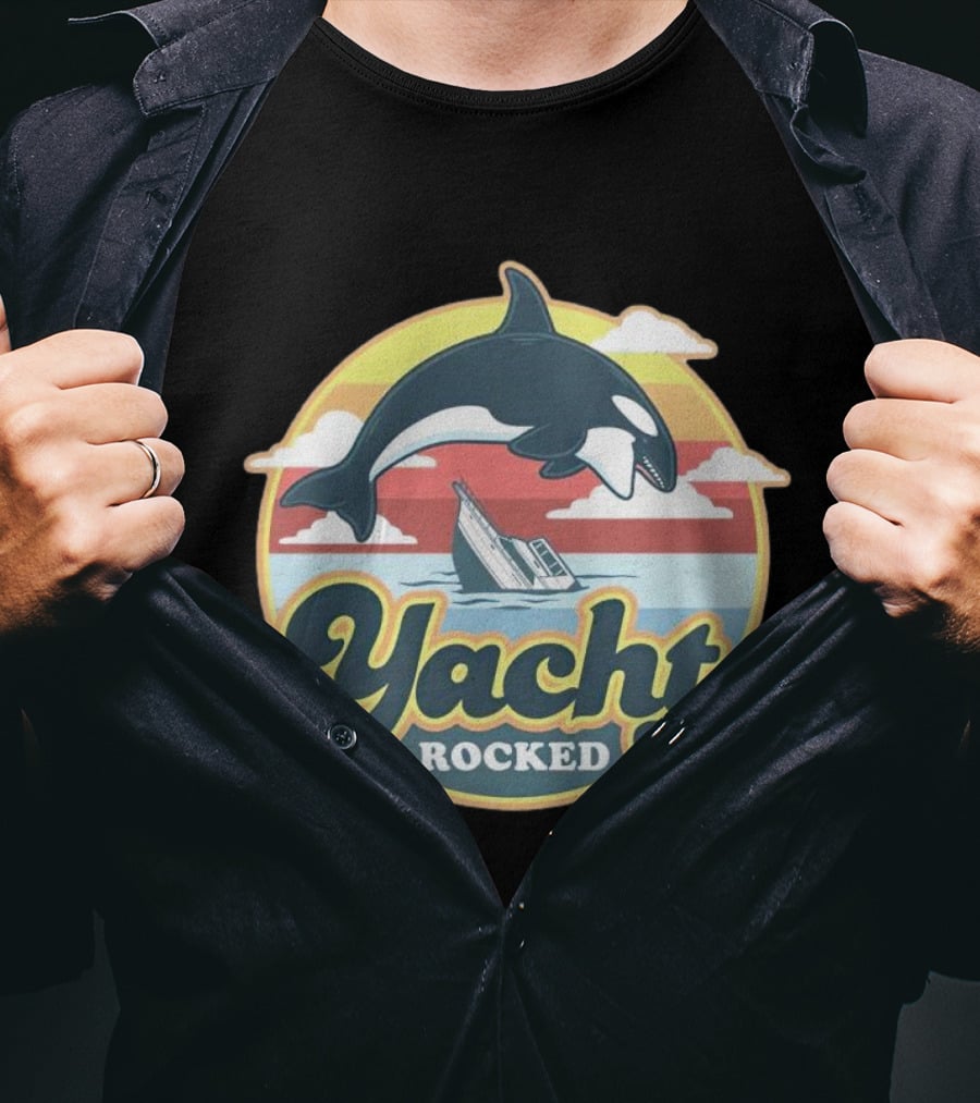 Yacht Rocked Whale Ocean Scene T-Shirt