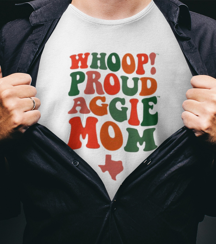 Whoop Proud Aggie Mom Texas Map T-Shirt