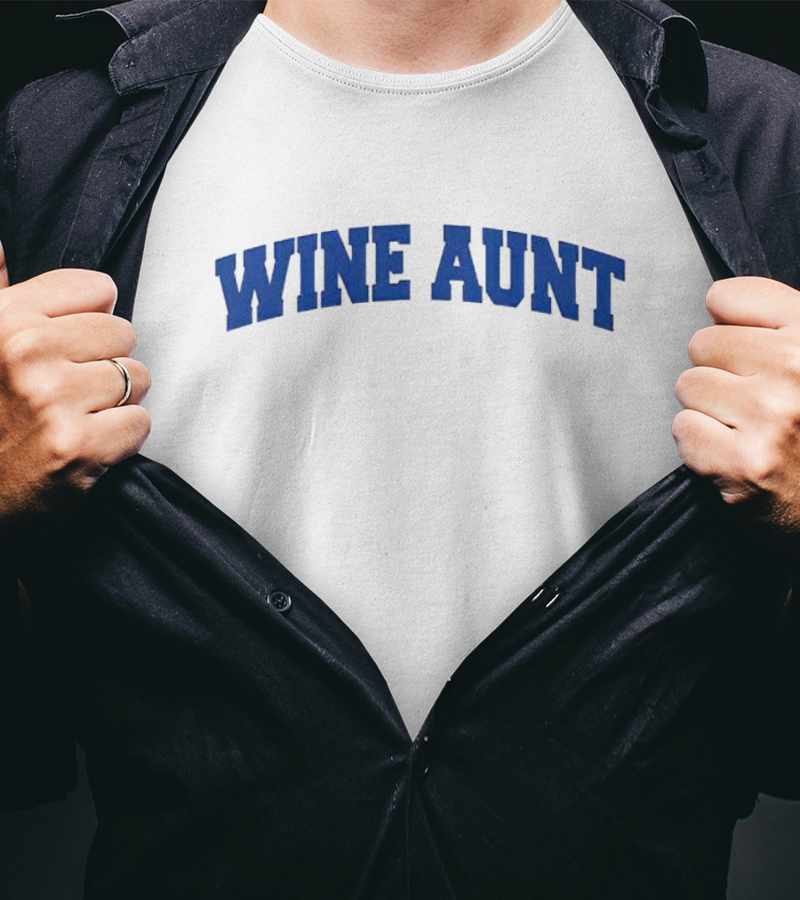 Wine Aunt Blue Text T-Shirt