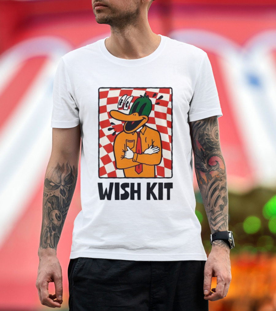 WISH KIT DUCK CHECKERED EYE POPPING CARTOON T-Shirt