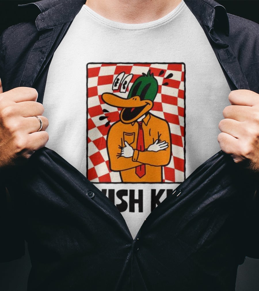 Wish Kit Duck Checkered Eye Popping Cartoon T-Shirt