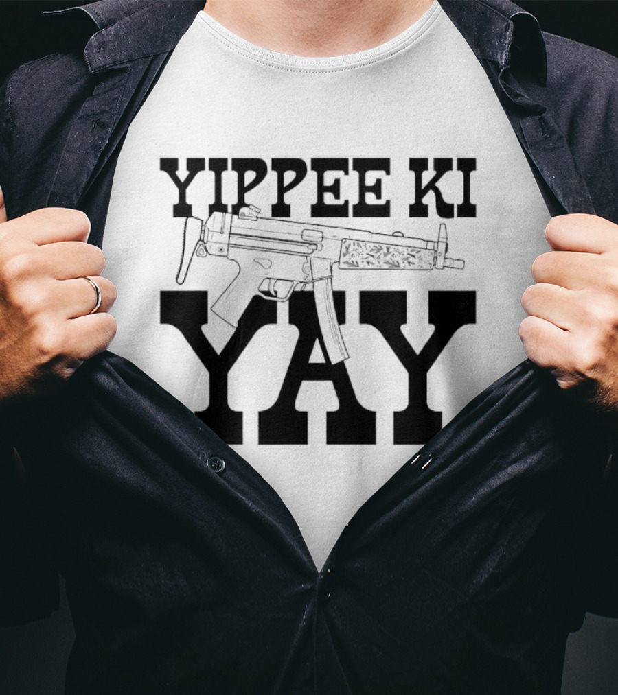 Yippee Ki Yay Retro Action Phrase With Gun T-Shirt