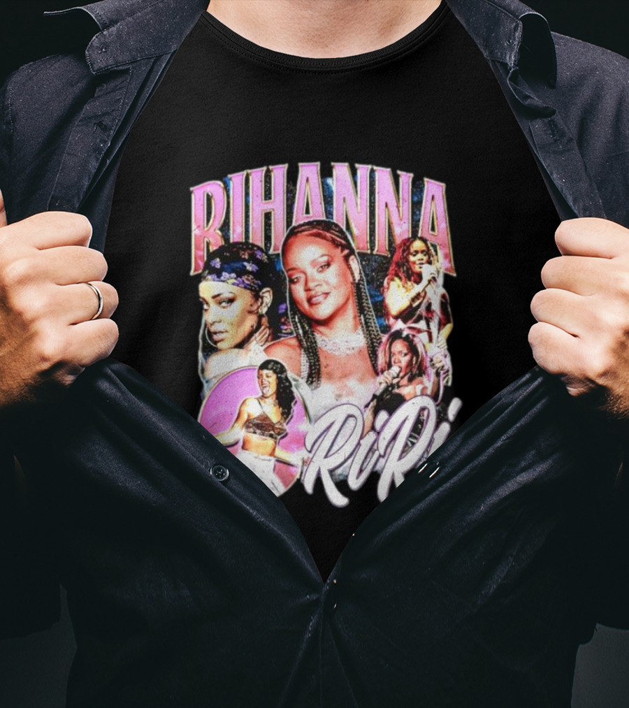 Rihanna RiRi Collage Retro Music Icons T-Shirt