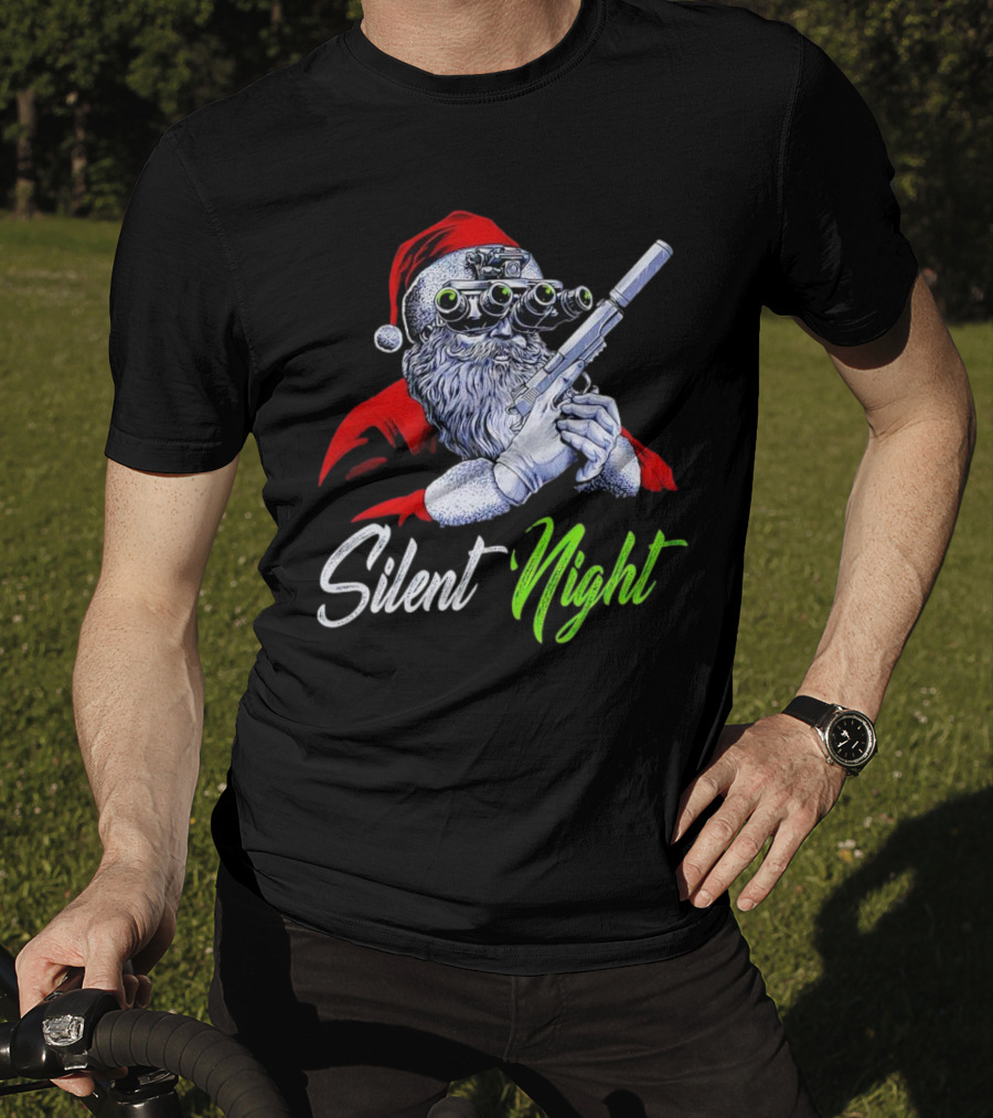 Silent Night Santa Claus With Night Vision And Rifle T-Shirt