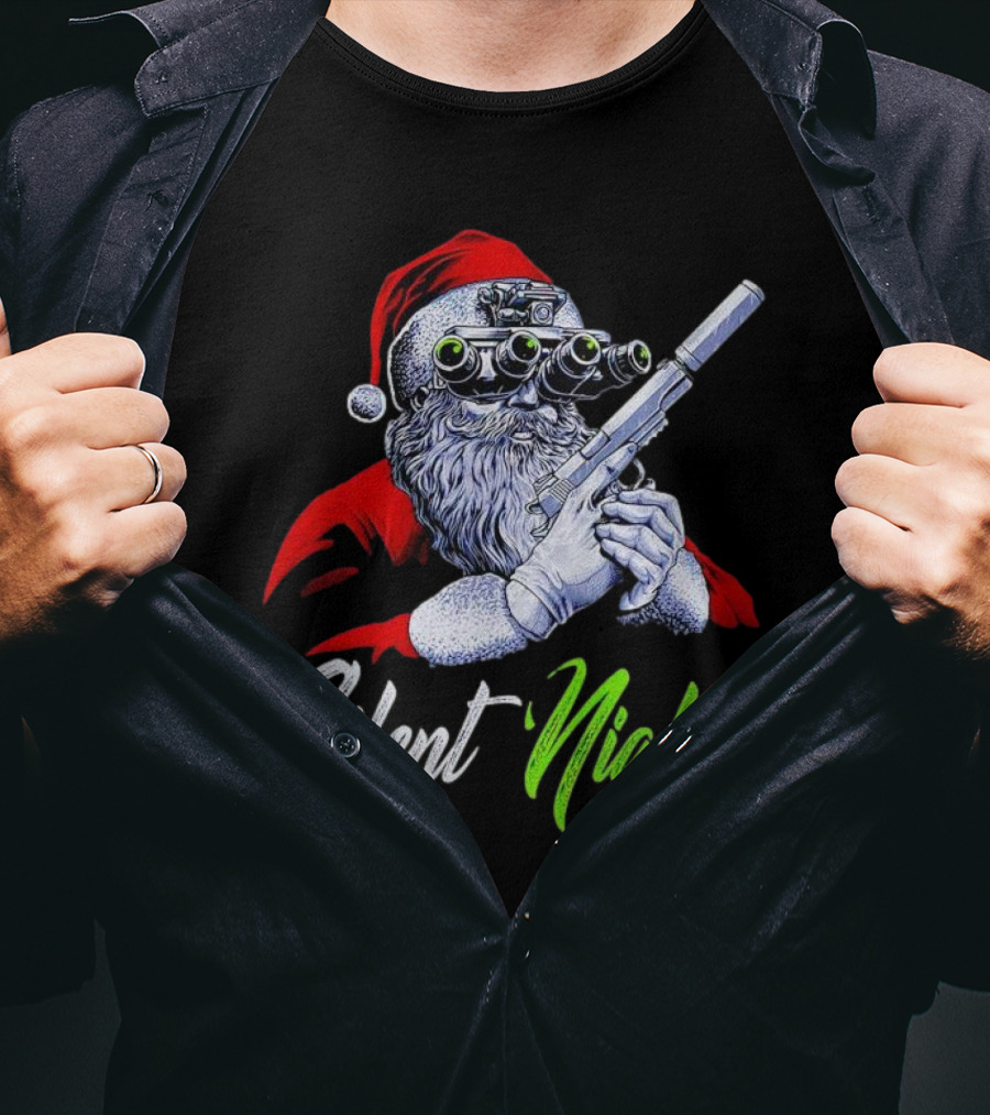 Silent Night Santa Claus With Night Vision And Rifle T-Shirt