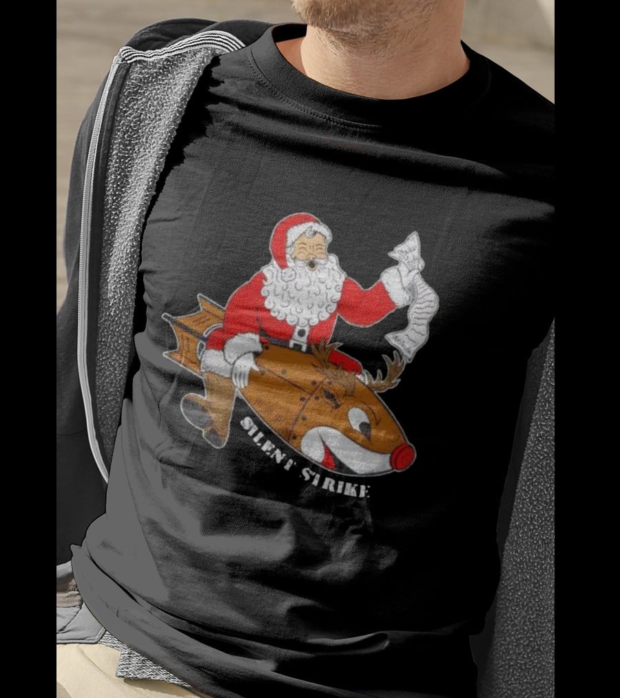 Silent Strike Santa Claus Riding Reindeer Rocket T-Shirt